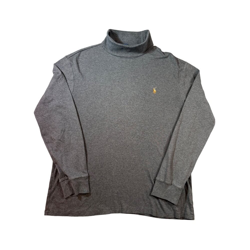 Polo Ralph Lauren Charcoal Gray Long Sleeve Multi Pony Turtleneck Cotton Shirt L